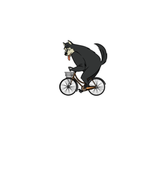 Lup pe bicicletă model alb pe tricou