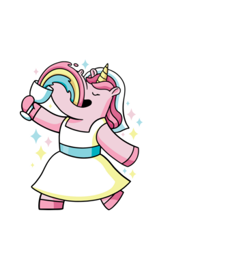 Unicorn Mireasă model alb pe tricou