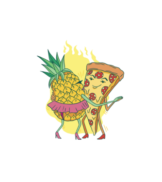 Pizza cu ananas Dragoste model alb pe tricou