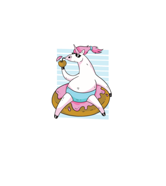 Unicorn în vacanță model albastru deschis pe tricou