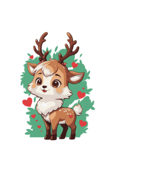 Valentine Deer model negru pe tricou