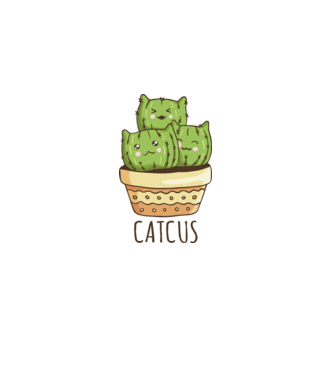 Catcus Pisică Cactus model alb pe tricou