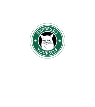 Expresso Yourself tricou Pisică cu cafea model negru pe tricou