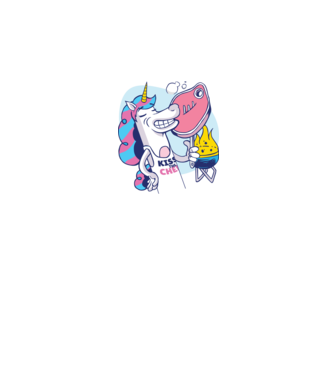 Unicorn Steak BBQ model alb pe tricou
