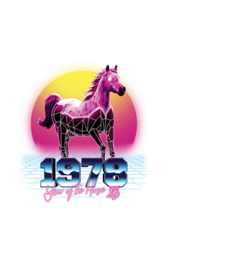 1978 Year of the Horse model negru pe tricou