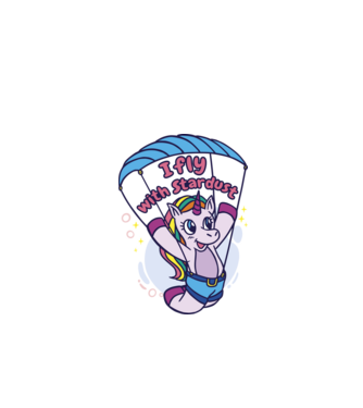 Unicorn parașutist model alb pe tricou