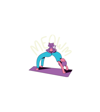 Meowm - Pisică Yoga model albastru închis pe tricou