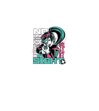 Anime Fată Lunetistă model negru pe tricou