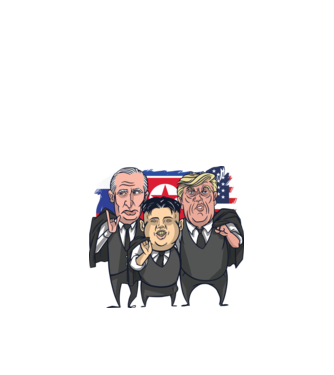 Trump, Putin, Kim - trei prieteni buni model alb pe tricou