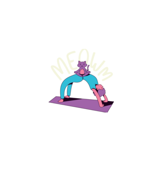 Meowm - Pisică Yoga model mov pe tricou