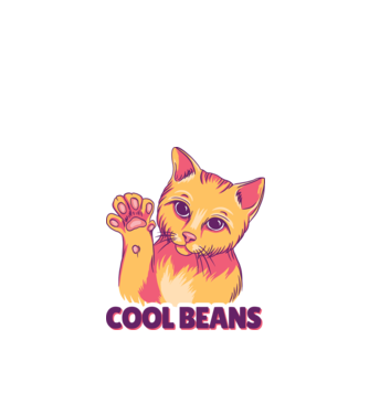 Cool Beans - talpă pisică model alb pe tricou