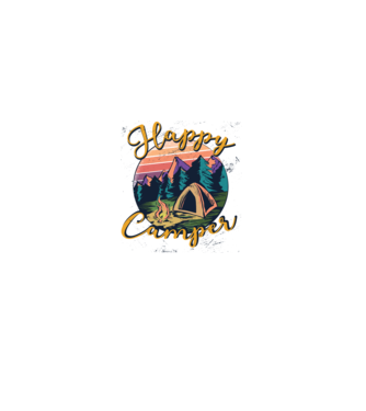 Happy Camper tricou camping model gri pe tricou