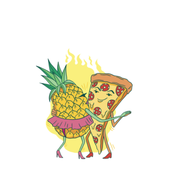 Pizza cu ananas Dragoste model alb pe tricou