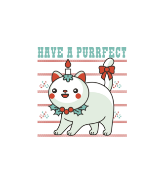 Have a Purrfect Christmas model alb pe tricou