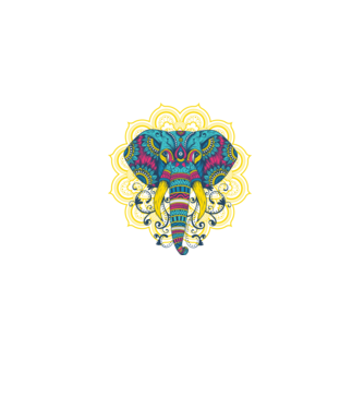 Elefant Mandala Colorat model albastru închis pe tricou