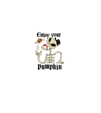 Enjoy your pumpkin Skeleton model gri pe tricou
