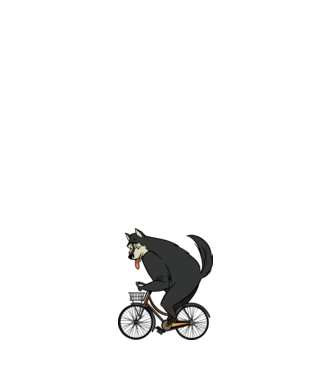 Lup pe bicicletă model negru pe tricou