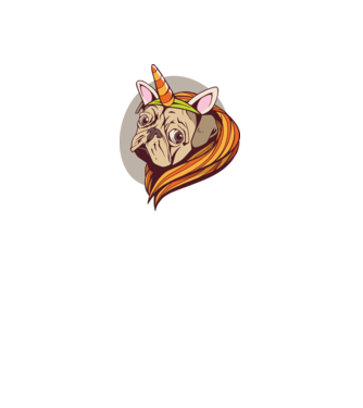 Halloween Mops în costum de Unicorn model alb pe tricou