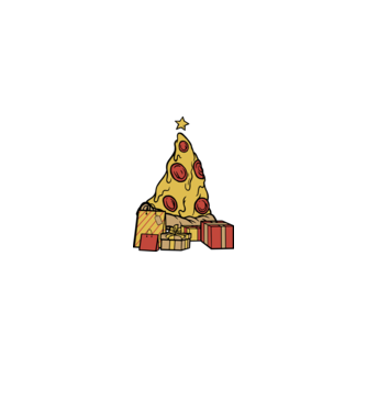 Pizza pom de Crăciun model negru pe tricou