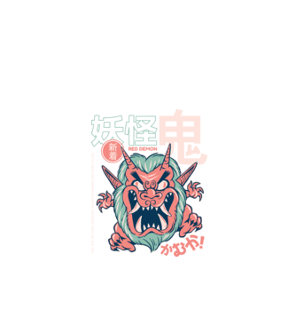 Oni Yokai Anime model negru pe tricou