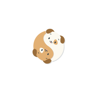 Câini Yin Yang model gri pe tricou
