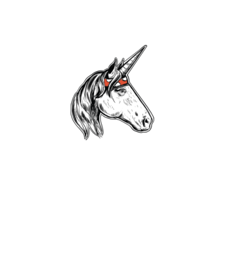 Cal Unicorn model albastru deschis pe tricou