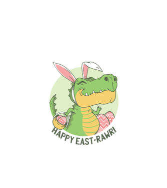 Paște Fericit tricou cu dinozaur model alb pe tricou