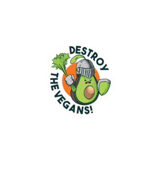 Destroy the Vegans - tricou amuzant războinic Avocado model alb pe tricou