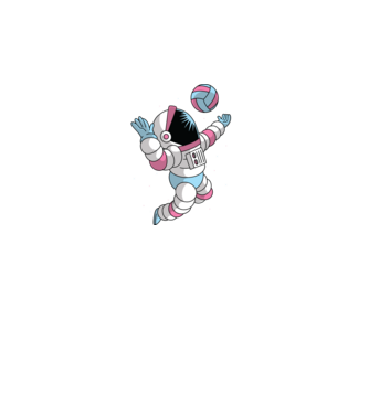 Astronaut voleibalist model negru pe tricou