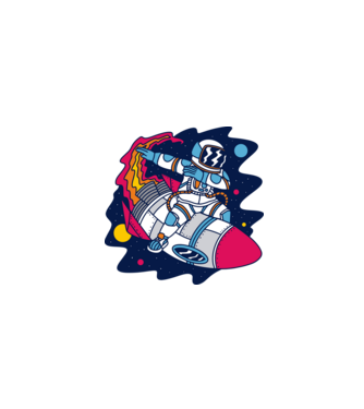 Astronaut DAB model turcoaz pe tricou