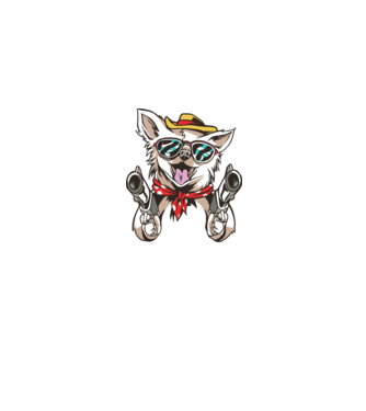 Chihuahua cu Pistol model gri pe tricou