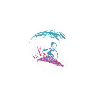 Alien Pizza Surf tricou amuzant model negru pe tricou