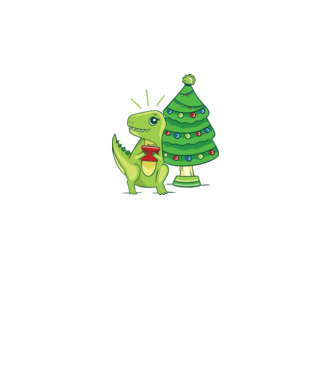 T-rex de Crăciun model galben neon pe tricou