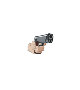 Pistol model alb/roșu pe tricou
