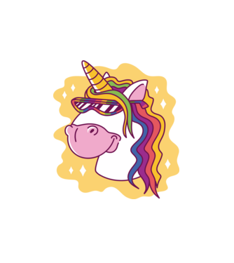 Cap de unicorn model alb pe tricou