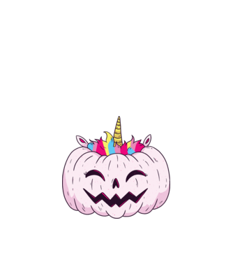Unicorn Dovleac Halloween model albastru închis pe tricou