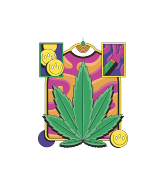 Hippy Cannabis model alb pe tricou