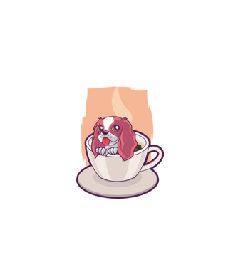 Cafea câine model albastru închis pe tricou