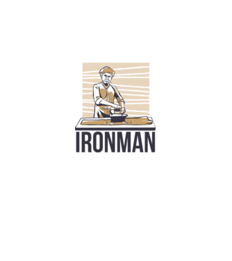 Ironman Om care calcă (montează metal) model alb pe tricou
