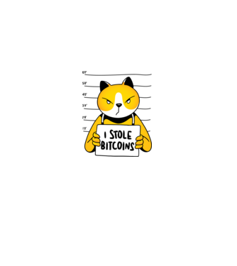 Pisică hoață Bitcoin model gri pe tricou