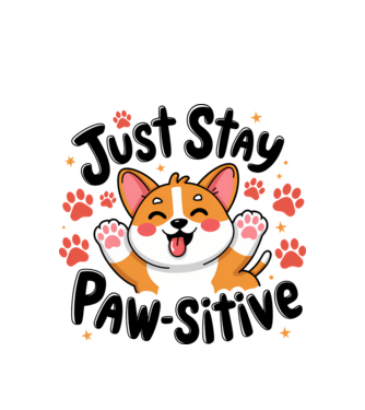 Just Stay Paw-sitive Alb model alb pe tricou