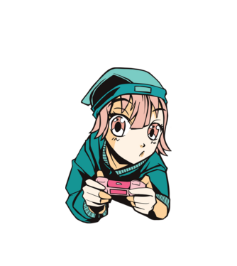 Anime fată Gamer model alb pe tricou