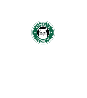 Expresso Yourself tricou Pisică cu cafea model negru pe tricou