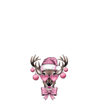Pink Xmas Reindeer model alb pe tricou