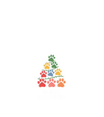 Merry Christmas Paws Negru model alb pe tricou