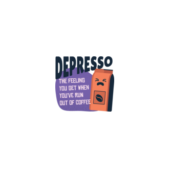 Depresso - Sentimentul când rămâi fără cafea model alb pe tricou