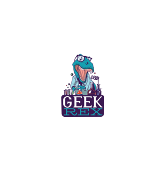 Geek Rex dinozaur tricou model negru pe tricou