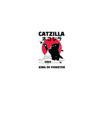 Catzilla - Pisică Godzilla model alb pe tricou