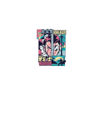 Anime Vaporwave Home Made Warrior model albastru jeanși pe tricou