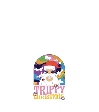 Trippy Christmas model alb pe tricou